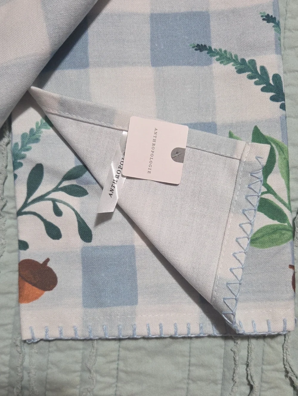 Anthropologie Squirrel Check Dishtowel